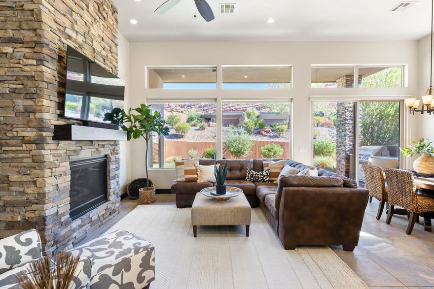 Luxury living in Entrada with a private casita featuring its own entrance, living area and kitchenette ideal for hosting guests or creating a completely separate retreat. The home is designed for privacy and comfort with full ensuite bathrooms in every bedroom. The main living spaces and backyard capture beautiful red rock views, while the outdoor area is built for entertaining with a built in BBQ and covered patio. High end finishes, quality construction, and a thoughtful layout make this a standout Entrada property. Furnishings can be negotiated.