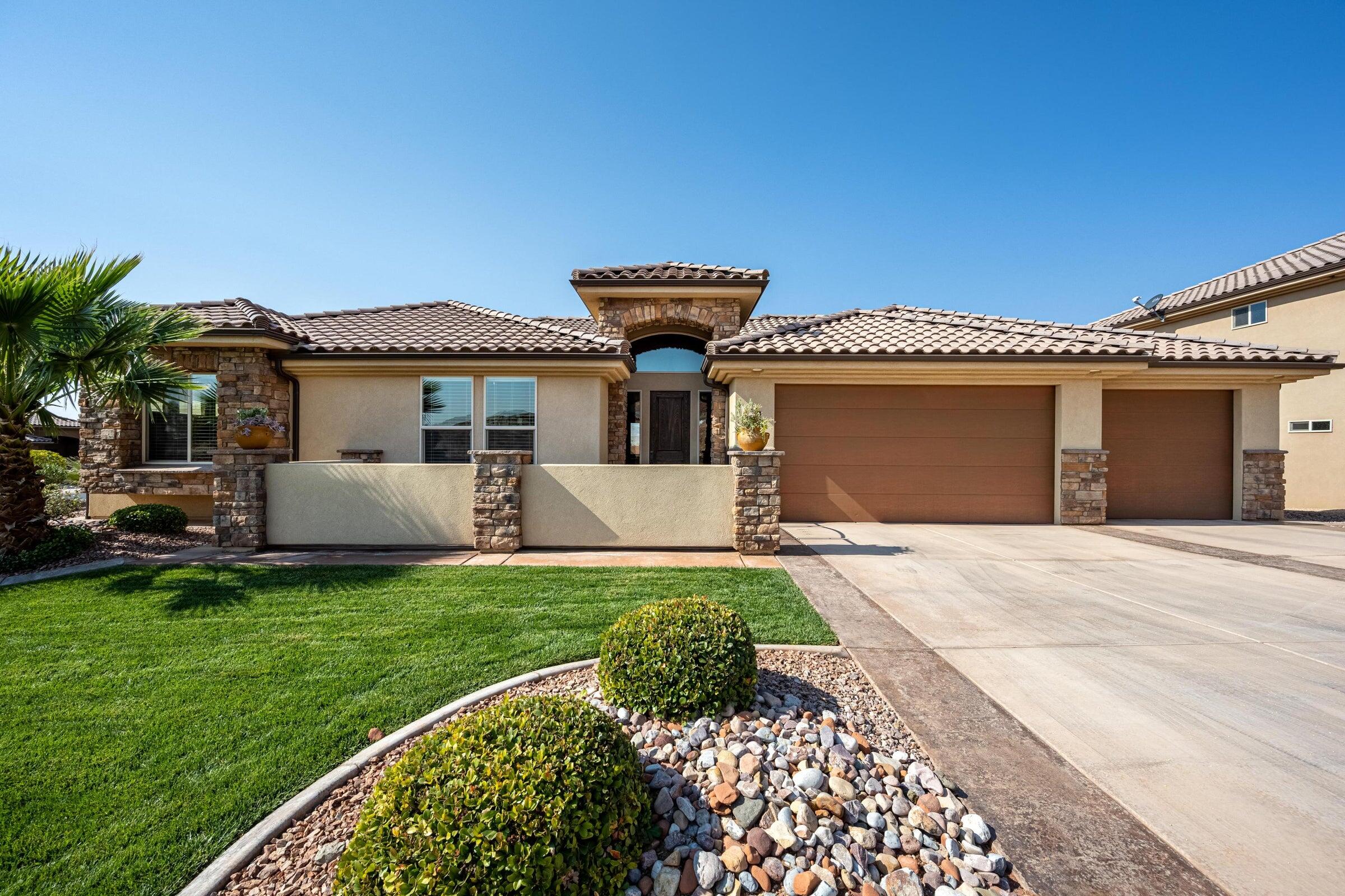 A short shelf life here so don't wait to see a beautifully designed and presented Estrella home. Just off Snow
Canyon Pkwy. where biking, walking and hiking trails are just out your front door. Trails go throughout the
west side of town, Tuacahn, Snow Canyon State Park and BEYOND! Interior is light, bright and open. You'll be thrilled to see granite counters, hand milled wood cabinets, grand great rm., large covered patio and oversized, fenced backyard. Amenities include an outdoor pool, full yard care and road maintenance in the subdivision. Short term rentals are not allowed.