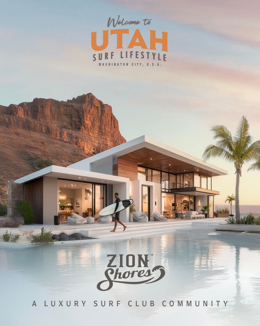 Here's the rare chance to be part of something special- where limited availablity meets unmatched lifestyle.  Experience a community unlike any other-intimate, private, and globally rare-where homeowners enjoy priority, elevated service, and a lifestyle defined by stunning amenities.  Zion Shores features a world class surf park and waterfront living with a 9 acre private lagoon perfect for paddle boarding and  kayaking, topped with private cabanas and a list of future items to be announced.  Just outside the community discover the thrill Southern Utah offers including off-road motorsports, scenic hiking, exhilarating mountain biking, world glass golf and miles of paved trails throughout greater St. George.  This is more than a distination.  It's a lifestyle reserved for those who expect the exceptional.  Enjoy multiple photos of whats being created now.  Photo section include artist renditions of similar homes and community projects to be built.
