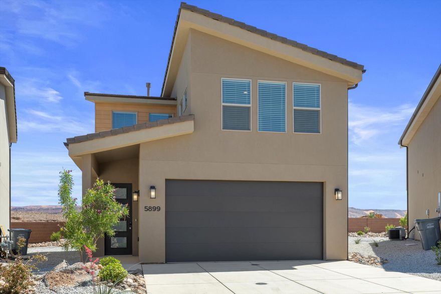 3 bed, 2.5 bath home with a 2-car garage in the brand-new Desert Providence community. Features include EVP flooring in main living areas and bathrooms, upgraded carpet in bedrooms, quartz countertops throughout, stainless steel gas appliances fridge is included, modern cabinets, kitchen backsplash, and blinds throughout. Community park, trails, and amenities nearby. NOTE: Interior and exterior finishes are predetermined and may change. Photos are examples of the finishes are also subject to change. Ask about lender incentives. Buyer/agent to verify all info
