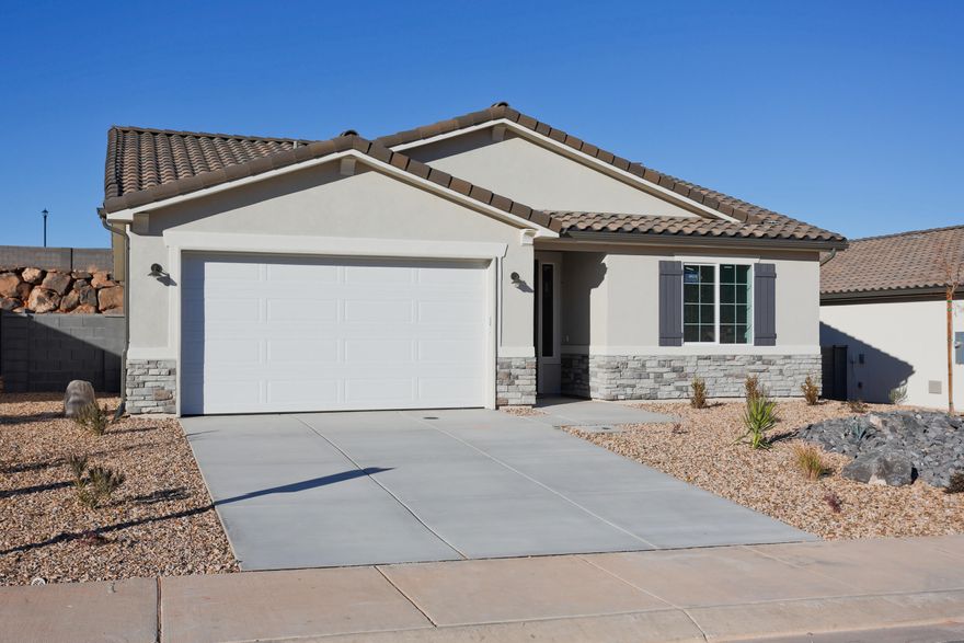 NEW Construction! Builder offering rates as low as 3.99%! Find your dream home at Cordero! Nestled between Copper Rock and Southern Shores, this exciting Hurricane community offers impressive desert and mountain scenery, with ample outdoor recreation opportunities at nearby golf courses and Sand Hollow State Park. Right off Southern Parkway, residents will enjoy easy access to the shopping, dining, entertainment and employers. The neighborhood showcases an inspired array of designer-curated homes, each boasting a flexible layout and the in-demand features today's homebuyers are seeking. The home includes a fireplace and covered patio. Buyer to verify all information.