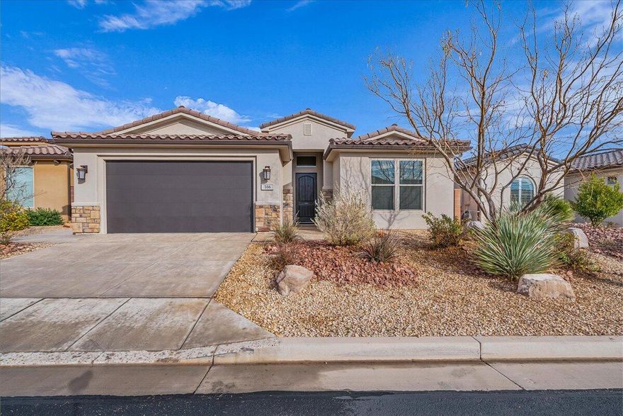 The Brio lifestyle includes some of the best amenities in all of  southern Utah. This very lightly used second home is the popular ''Amber'' plan and features granite countertops throughout, stainless steel appliances, low maintenance landscaping, 2'' wood blinds, covered patio, and a gorgeous garage workplace + cabinetry. Washer/Dryer & Refrigerator are also included. The state of the art Brio clubhouse features pickleball, tennis, indoor pool, outdoor pool, 2 hot tubs, a variety of classes, and the most stunning views from a fitness center that you will find.