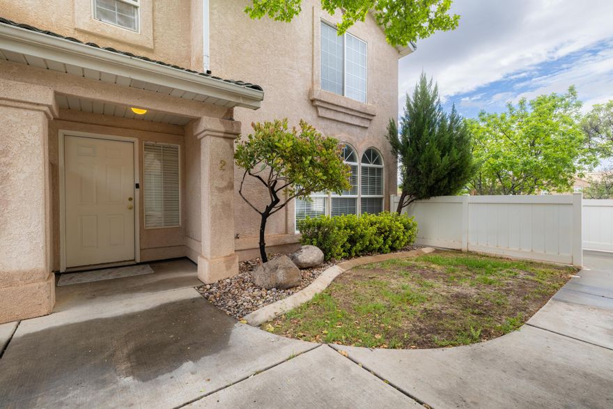 Positioned in one of the most desirable in-town locations, this well-maintained end-unit townhome offers a rare blend of convenience, comfort, and privacy. Just one block from Utah Tech University, this property is ideal for those seeking walkability, accessibility, and lifestyle ease.

Thoughtfully updated with a new HVAC system, fresh flooring, and modern appliances, the home provides peace of mind and move-in-ready living. With 3 bedrooms, 2.5 bathrooms, and 1,409 square feet, the layout is both functional and inviting.

What truly sets this residence apart is its outdoor space. As the only unit in the complex offering a side yard and partial backyard, it creates a unique opportunity for outdoor living rarely found in townhome communities. Mature shade trees and a nearby community park enhance the overall setting, offering both privacy and a sense of retreat.

Tucked just off the main roads, the location feels quiet and residential, yet remains minutes from shopping, dining, the hospital, and freeway access. Whether walking, biking, or commuting, everything you need is within easy reach.

This is low-maintenance living without compromise, in a location that continues to be one of St. George's most sought-after pockets.
Seller agrees to provide a 1-year Elevate Homescription for the buyer of this home.