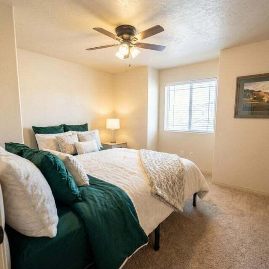 Discover this charming twin home, a perfect opportunity for first-time homebuyers seeking a welcoming community. This residence features three spacious bedrooms and two and a half bathrooms, providing ample space for comfortable living. The two-car garage adds convenience and storage solutions. Situated in a desirable neighborhood, the property offers stunning views of Cedar Mountain, enhancing the overall living experience. With no homeowner association fees, this home provides flexibility and affordability. Embrace the chance to create new memories in a beautiful setting that combines comfort, convenience, and scenic beauty.