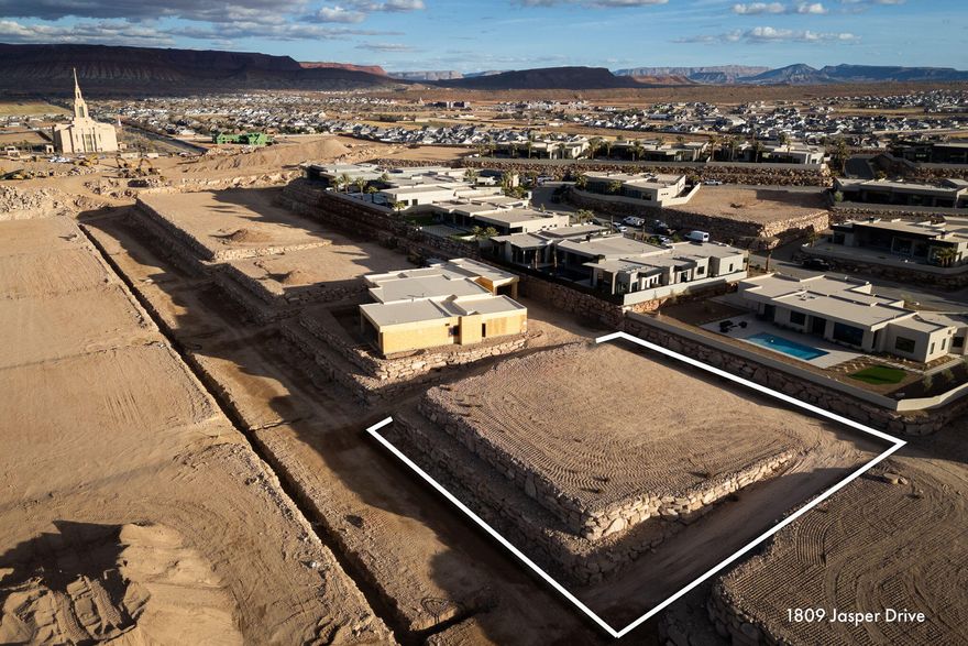 Lovely Pine Valley Mountain & City views from this single- level lot in Stone Cliff! Build your dream home on this beautiful lot with KH Traveller Custom Homes. Lot is prepared but roads & utilities are still under construction.