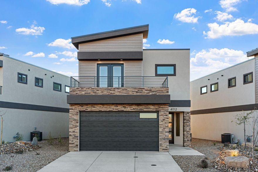 This brand NEW townhome is MOVE-IN ready.  3 bedroom 2.5 Bath. Location is close to Crimson Cliffs High School. Pickleball court, playground and grass area. Unit could have different colors and finishes other than photos shown.  Decorated model on site call for combo to view. Owner/Agent