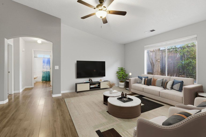 Updated 2-bedroom, 2-bath home featuring an open floor plan. The spacious primary suite has been recently remodeled and includes two separate closets, a remodeled bathroom, and a large flex area that can easily serve as a home office, workout space, or sitting area.
