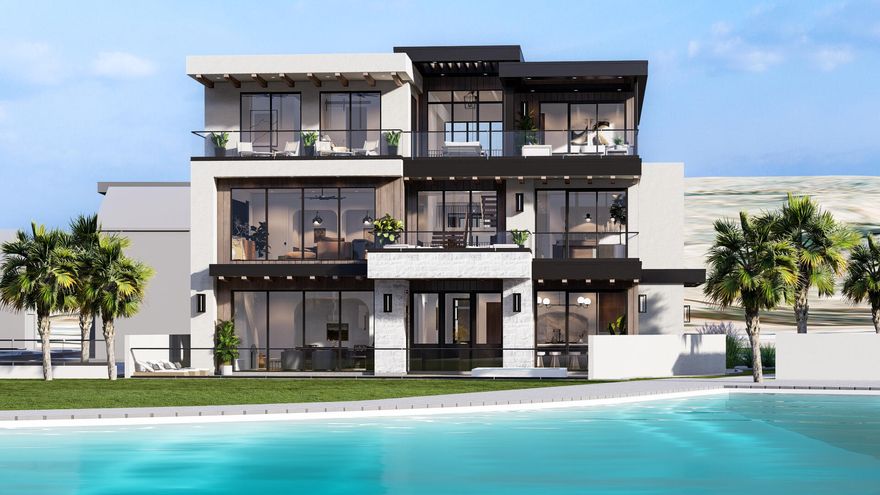 This stunning property is a Co-Ownership (Fractional) Vacation Home sold in 1/8th ownerships. Set along the shores of the Desert Color lagoon, Solterra is a modern Mediterranean-inspired retreat that seamlessly blends organic textures, timeless design, and resort-style living. With over 6,500 square feet, 8 bedrooms, and 10 bathrooms, this three-level home has space to comfortably host gatherings of every size. Direct Lagoon Access - Step onto the sand and enjoy paddleboarding, kayaking, and swimming just outside your door. Private Heated Pool + Hot Tub - A backyard designed for resort-style living, complete with a pool bath and lounge space. Expansive Indoor-Outdoor Living - Sliding doors, covered decks, and rooftop spaces maximize lagoon views and fresh air. Multiple Gathering Spaces - Three family rooms, a theater/game room, and open-concept dining areas create room for everyone. Gourmet Kitchen + Hidden Pantry - Professional-grade appliances, dual islands, and abundant seating for meals and celebrations. Custom Bunk Rooms - Designed to make group stays both fun and functional. Private Primary Suite - Complete with spa-like bath, walk-in closet, and private balcony retreat. Sleeping 30+ guests, Solterra is built for large group vacations, reunions, or corporate retreats. Its layered indoor-outdoor design makes it easy to flow between poolside afternoons, family dinners, and evenings around the fire. With direct access to Utah's largest private lagoon and the amenities of Desert Color - heated pools, pickleball, clubhouse, and more - Solterra offers an unmatched desert escape. Square footage figures are provided as a courtesy estimate only and were obtained from Builder plans. Buyer is advised to obtain an independent measurement.