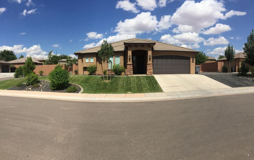 Nothing special about this home . . . .  except its LOCATION:  Walking distance to the Virgin River and Sullivan Field soccer complex with all the bike/walking trails, short distance to Costco, Smith's, WalMart and all the eateries & shopping, easy access to I-15, SR 7 to get out to the lake/dunes & Zion NP.  . . . except the LARGE CORNER LOT with full landscaping both front & back.  Bonus too - the owner is in the process of a full front yard update to a low maint. desertscape.  The backyard has great shade - grass to play in, space for planter gardens if you want them and most important - privacy. Yep, nothing special about this house . . . . until you realize the layout is ideal with the primary (Master) suite off the great room and the other 3 grouped down the front hall together.  The primary suite has an amazing built in closet system that enhances the use of space, double sinks in the on-suite bath and more than enough room for a king size bed.  The 3 other bedrooms are sized right with pop outs and spacious closets - these rooms are bright and open.  The laundry room is spacious and is right off the garage/kitchen area.  Did I mention that it has newer flooring, with LVP in all the right high traffic areas and soft comfy carpet where it should be.

The great room has big windows that bring the view of the private yard in - very light and open.  The kitchen dining area also looks out to the backyard and the ideal covered patio that should have your BBQ on it!  There is also a pantry.

In the garage is also a water softener tucked in its own space leaving room for autos/bikes and toys.

The home is part of the Hobble Creek subdivision with very low HOA dues and is rumored to be a very desirable community.

In summary, if you're looking for a new home to elevate your family living space, experience and to not break the bank then we invite you to check this home out and get a feel for where it is located, what it offers and then start packing.



NOTE:  New photos will come available as soon as the new landscaping is complete.  Also, the floor plan is an approx. drawing to show orientation.