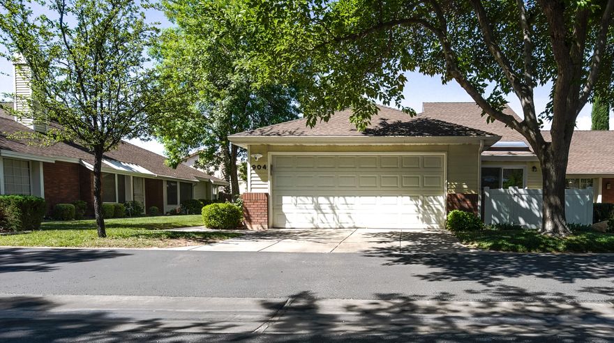 Beautifully upgraded home located on a tree lined street, the perfect setting and location in the development. Well manicured yard with grape vines and pomegranate bush. Front patio as well as private back patio. Newly installed carpet and new interior paint.  New HVAC and water heater.  Granite countertops and stainless appliances in the kitchen, travertine tile floors, granite counters in the bathrooms.  Primary bath has a double sinks and a walk in shower.  Abundance of storage in the garage, bedroom #2 has 2 closets.
Buyer to verify all information.