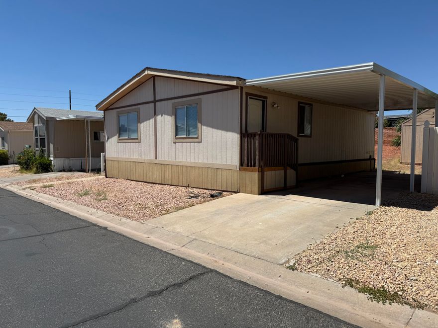 Cute Mobile Home located in well maintained community, close to shopping and walking trails and the new Digby,s grocery store. New upgraded wood laminate flooring in second bedroom, laundry and bathroom. New blinds in living room as well as second bedroom. Nice storage shed included. Seller to include Washer/Dryer & Refrigerator. Square footage is an estimate, buyer is responsible to obtain an independent measurement. Buyer will need to be approved by Canyon View Mobile Home park manager.
SELLER FINANCING WITH $40,000 DOWN