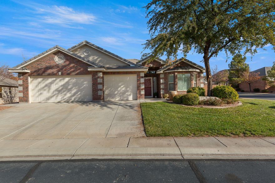 Beautifully designed home featuring an all-brick exterior and a bright, open great room with vaulted ceilings. The thoughtful layout offers a split floor plan and a spacious primary suite complete with a separate tub and shower. Inviting entryway, window coverings throughout, and generous living spaces make this home both functional and welcoming. Situated on a large corner lot, enjoy outdoor living on the large covered patio overlooking a fully enclosed, private backyard with lush landscaping. Located in a gorgeous subdivision and finished with an epoxied garage floor, this home is truly move-in ready.