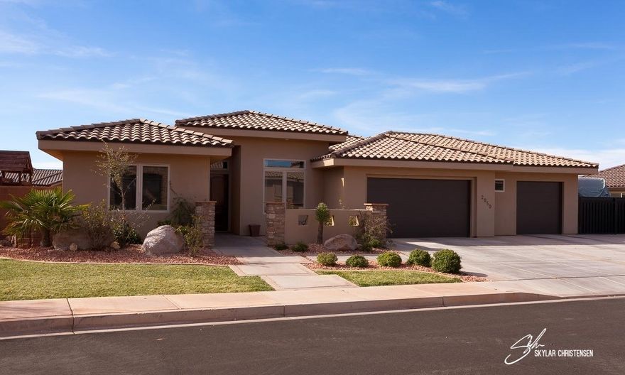 Custom home in Washington Fields with NO HOA! 10' Ceilings T/O 14' Ceilings in Office area, Tall Doors, Courtyard, extra large and deep garage, travertine floors, granite countertops, Huge Master Bed/Bath. 4th bed could be den.  Fully Fenced and Landscaped. RV Parking, and Custom Gate.  Buyer to verify all info. Photo's are of previous listing until we get them updated.