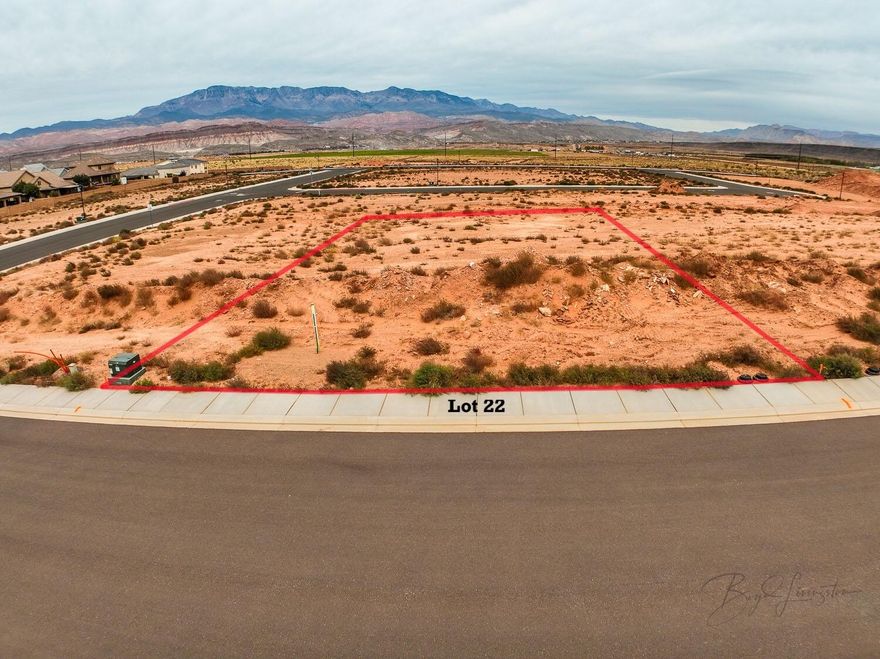 1/4 acre rectangular building lot in Dixie Heights next to Dixie Springs with Pine Valley Mountain views. Dixie Power. Northeast facing backyard with good elevation to have wonderful views from your back yard and home.