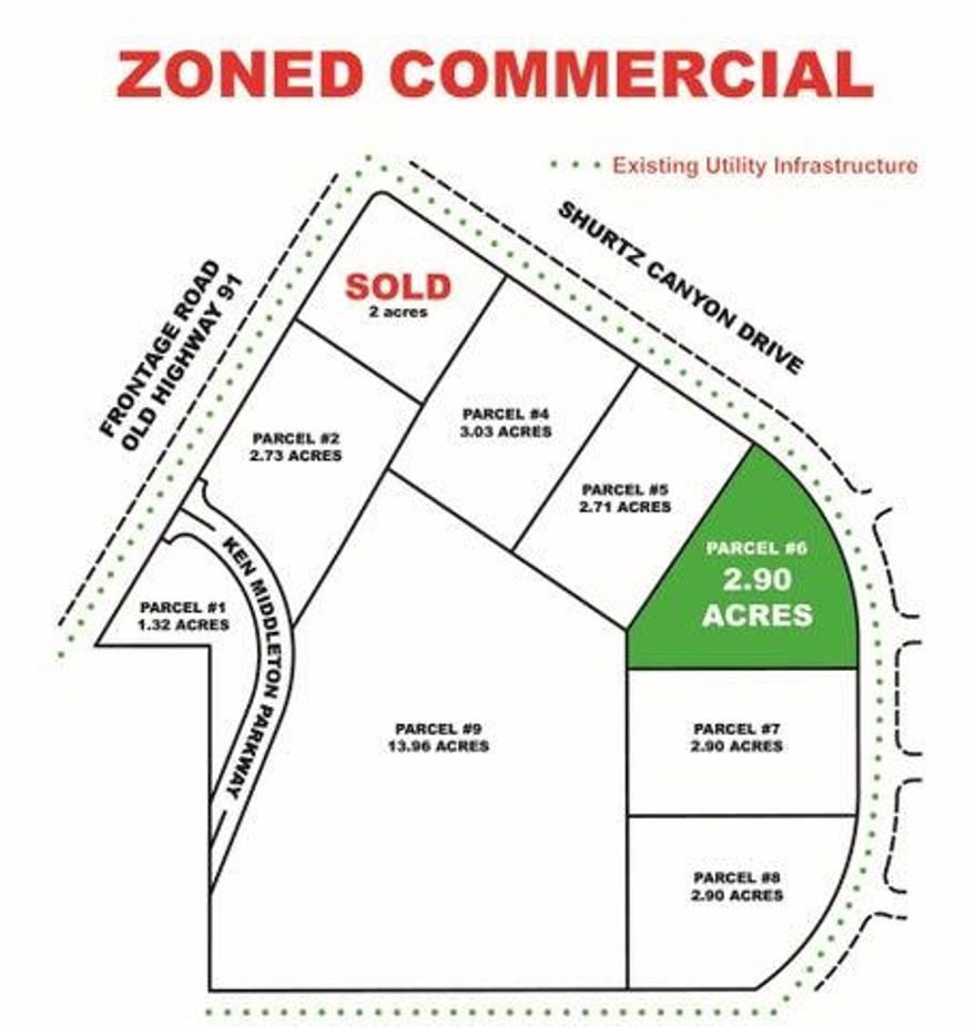 Are you looking for the perfect location to launch your business? Look no further! This 2.9 acres commercial property offers a prime location with utility infrastructure in place, making it the ideal property for your next big venture. Located on Ceder Cities South Interchange, off of Hwy 91 and Shurtz Canyon Dr.

DO NOT CONTACT SELLER DIRECTLY! CALL LISTING OFFICE!