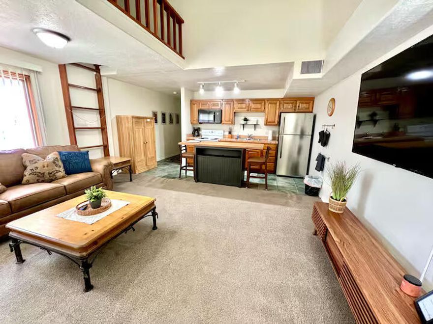 Turnkey, fully furnished 1-bedroom, 1-bath condo in the popular Sports Village community—an ideal investment opportunity or vacation getaway. This all-inclusive, active nightly rental has been well maintained and recently updated with a brand-new A/C, new water heater, new carpet, fresh paint, modern appliances, Trex deck, and stylish new furniture, making it completely move-in ready. The cozy layout features a charming loft space, perfect for a gaming nook, reading area, or extra storage. This space offers comfort, functionality, and flexibility.
Enjoy resort-style amenities including two pools, two hot tubs, tennis and pickleball courts, racquetball, basketball, a fitness center, and outdoor dining and play areas—all just steps away. Located close to National Parks.