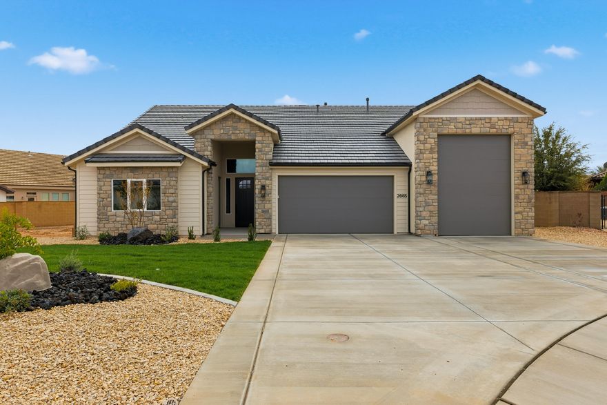 Are you looking for a beautiful new home in Dixie Springs? Here it is! This home is a 4-bedroom, 3-bathroom home with beautiful cabinets, counter tops, walk in closets, and a covered patio. Also, a 32' RV/Boat Garage. Close to Sand Hollow Reservoir & Dixie Springs Park. Seller to contribute up to 5K towards Buyer(s) closing costs.