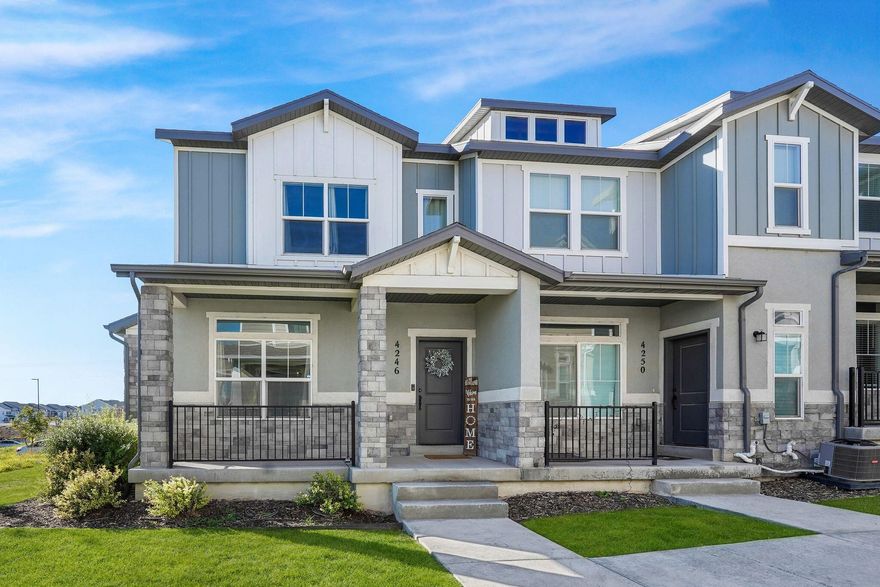 Cozy and inviting end unit townhome in desirable community of Holbrook Farms. Featuring a functional open concept floor plan with 3 bedrooms and 2.5 baths. The modern kitchen includes granite countertops, spacious island and ample storage. Large windows fill the home with an natural light. Upstairs offers spacious guest bedrooms plus a primary bedroom with ensuite bath. The unfinished basement provides endless possibilities. Enjoy a 2 car garage and a prime location. Just minutes from I-15, shopping, dining and Thanksgiving point.