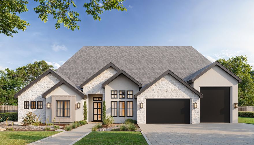 The Amara plan by Akre Custom Homes is a spacious single-level residence offering (4)four bedrooms including an office and (3) three bathrooms. Thoughtfully designed, this custom home seamlessly blends refined elegance with modern comfort. Its expansive layout includes a large three-car RV garage with extra depth and height and 220V Outlet plus an additional 220V EV charge Outlet, providing ample space for vehicles and hobbies, all nestled on a beautifully landscaped lot. Each room is meticulously finished, showcasing sophisticated details and timeless style Akre is known for. The Amara Plan is a perfect balance of beauty and functionality, offering a tranquil haven for elevated living.  The home is stubbed for future swimming options.