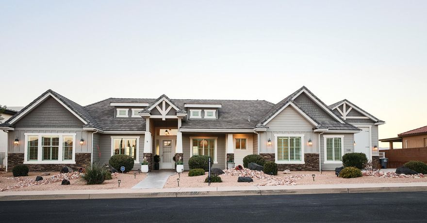 Prepare to be captivated by this breathtaking rim-view estate perched on Foremaster Ridge, offering panoramic vistas of downtown St. George and unforgettable sunsets. Step into your private backyard oasis featuring an infinity pool, two fire pits, a spa, and an expansive covered patio complete with TV, BBQ, and outdoor kitchenette, perfect for year-round entertaining.
Inside, the gourmet chef's kitchen boasts a large island, exotic thick-cut marble countertops, custom cabinetry, and a spacious butler's pantry. The open-concept layout includes a formal dining room, breakfast nook, mudroom, bunk room, multiple wet bars, and a den that easily converts to a third bedroom or guest suite, all thoughtfully arranged on a single level for seamless living.
The primary suite is a luxurious retreat, with abundant closet space and a bonus room ideal for a nursery, gym, yoga studio, or spa sanctuary.
Car enthusiasts and adventurers will love the 44' x 22' RV garage with a 13'10" door, nearly 1,900 sq. ft. of garage space, enough for two RVs or surf boats with towers, plus the ceiling height to install car lifts.

Additional perks include, low-maintenance landscaping, blending comfort, elegance, and function.
1 year home warranty will be provided.
Buyer to verify all information.