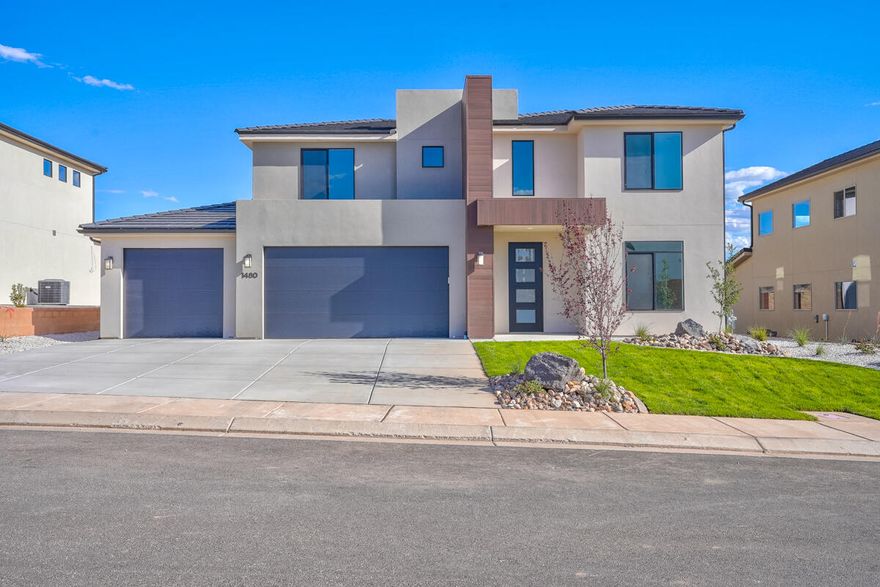 The Cooper, a modern 4-bedroom home with a den, 3.5 bathrooms, and a 3-car garage. Features a spacious second living area upstairs, plus a main-level primary suite with an upgraded bathroom. The grand kitchen includes painted cabinets, upgraded flooring, and countertops (refrigerator not included). Large backyard with no rear neighbors. Located near the Arizona border, no HOA, and just 10 minutes from the new Smith's Marketplace. Ask about available lender incentives. Buyer and agent to verify all information. NOTE: Interior and exterior finishes are predetermined and may change. Photos are examples of the finishes are also subject to change.