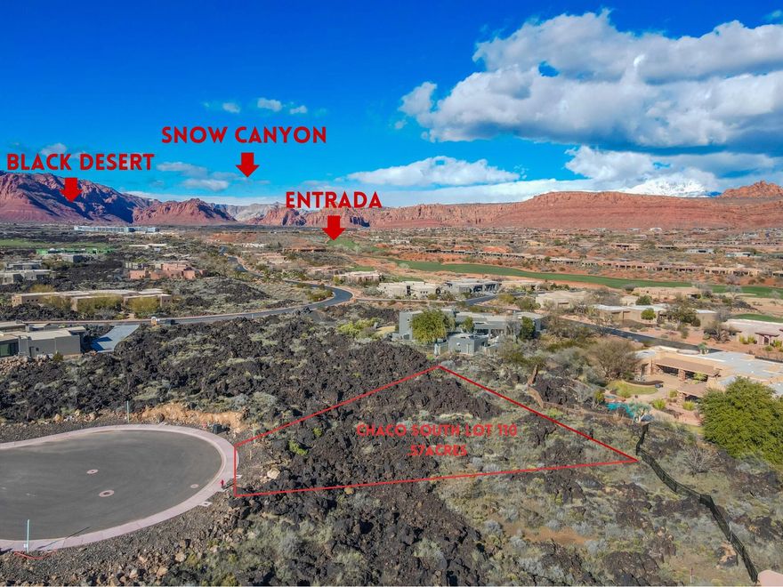 .57 Acre lot located in the highly desirable gated Country Club of Entrada.  This custom lot is in the Chaco South Subdivision within Entrada and comes with a free associate membership to Entrada Country Club.  Any approved builder can build on this lot.  The lot is located in a quiet cul-de-sac and offers views of Snow Canyon, Ivins Red Mountain, and the beautiful Kachina Cliffs of Entrada.   Come build your dream home here.  Plat Map in ''documents tab.''