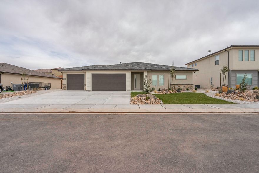 Modern single-level home in Desert Crossing built in 2020, offering 3 bedrooms, 2 bathrooms, with an office and over 1,800 sq ft of open, functional living space. The bright kitchen features stainless steel appliances, ample cabinetry, and generous counter space, flowing seamlessly into the main living area, ideal for everyday living and entertaining. The spacious primary suite provides a private retreat, while two additional bedrooms offer flexibility for guests or a home office. Enjoy low-maintenance landscaping, a 3-car garage with extra storage.