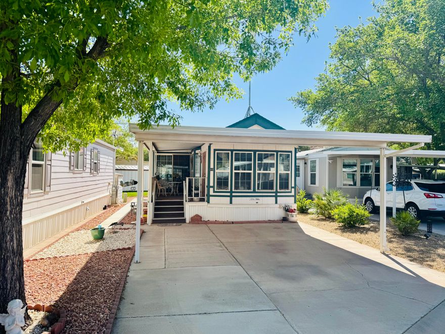Relax and enjoy easy living in this 1 bed, 1 bath home located in Worldwide Sun Resort! Recent updates include new flooring, a new full-size toilet, and a replaced washer switch. The home also features a brand-new $500 TV antenna. Enjoy access to the community pool and amenities in a prime St. George location. Buyer to verify all information.