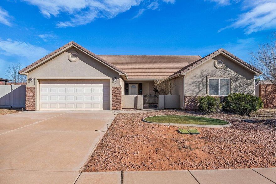 Designed for both comfort and style, this like-new home features a welcoming entryway and beautiful tile flooring that enhances the light, open layout. Enjoy stunning Red Rock views with no neighbors built behind you, providing rare privacy and a peaceful setting. The kitchen is outfitted with Frigidaire matching appliances, and the barely one-year-old washer and dryer are included for added convenience. A spacious laundry room, large storage closet under the stairs, and a generous primary walk-in closet offer excellent storage and functionality. The home is complete with a nice two-car garage and desirable RV parking, perfect for accommodating all your lifestyle needs. Deep freezer excluded. Buyer to verify all information, deemed reliable, however buyer to verify all info including utilities, rental restrictions, and HOA information if applicable.