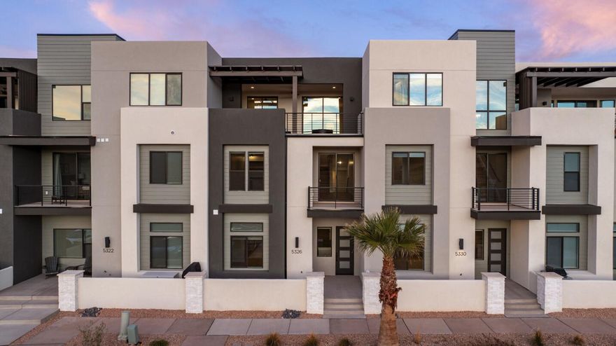 Monterey II: The Monterey II offers 6 bedrooms and 6 bathrooms across 3,440 square feet of vacation living in the vibrant Desert Color community. Featuring a gourmet kitchen, built-in mini bar, and spacious rec rooms designed for entertainment, this townhome is perfect for creating lasting memories. Bunk rooms provide flexible accommodation for families or large groups. The second-floor deck, complete with a hot tub and fire table, invites outdoor relaxation. Conveniently located next to the new Desert Color amenity, this is the ultimate vacation retreat.