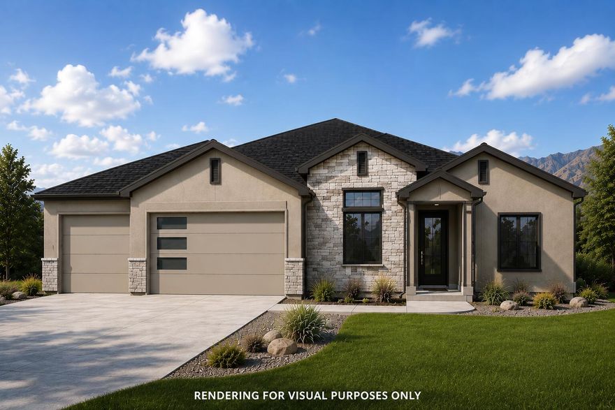 Welcome to the Willow floor plan by Alex Meisner Construction! This beautifully designed new construction home offers 4 bedrooms, 2 bathrooms, and a spacious 3-car garage, all situated on a generous 1/4 acre lot. Thoughtfully crafted with both style and functionality in mind, this home features vaulted ceilings that create an open, airy feel throughout the main living space. The kitchen offers a functional layout with a walk-in hideaway pantry, providing ample storage while keeping everything tucked neatly out of sight. The primary suite includes a luxurious walk-in shower, creating a private retreat within the home. Additional highlights include a convenient sink in the laundry room, spacious bedrooms, and quality finishes throughout Outside, enjoy front landscaping and the back fence wall already included, helping make this home move-in ready. Located in one of Cedar City's growing communities, the Willow floor plan combines modern comfort, thoughtful design, and quality craftsmanship all in one beautiful package.