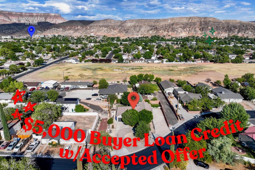 $5k BUYER CREDIT! Drenched in shade just 20 miles from Zion National Park! The quiet street offers a true small-town feel,  just minutes from groceries, gas, dining, and favorites like River Rock Roasting. Outdoor lovers will appreciate quick access to hiking, biking, golf, and 4-wheeling, with Coral Canyon Golf Course just 15 min. away. The home comes with a long list of thoughtful updates, including a reverse osmosis system in the kitchen and a Solatube in the hallway. Other perks include RV and hot tub power, extra driveway paving, cement curbing, irrigation spigots, back porch awning, and retaining wall behind the shed. With the option to create a basement ADU, this home offers space and flexibility in a neighborhood known for friendliness and quiet charm.