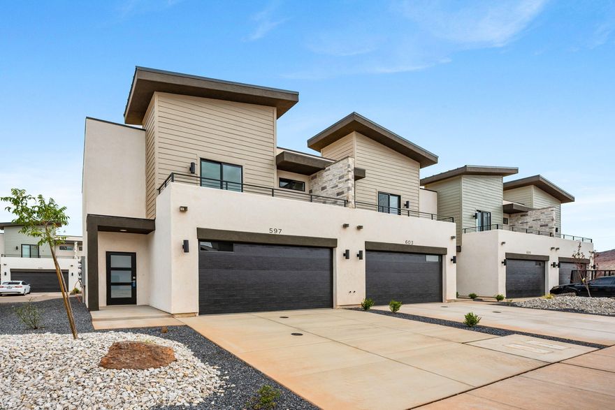 Crimson Park Townhomes is nearing completion.  Don't miss out on this great area to live or invest. These townhomes are close to Crimson Cliffs High School.  Common areas include 2 pickleball courts, playground area. This is an interior unit.  Photos are of a previous unit sliding glass doors have been replaced with standard doors.