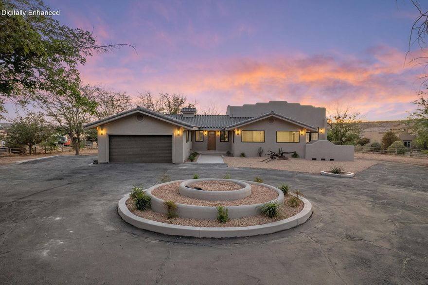 OWNER/AGENT
Rare opportunity and grassy Meadows, Sky Ranch! This beautifully remodeled 4481 square-foot home sits on 2.59 acres offers a lifestyle unlike anywhere else in southern Utah bring your airplane, horses, RVs, and toys, with direct Runway access on one side and trail access to SandHollow right from your driveway. No trailer needed for your side-by-side or ATV 's Simply pull out and ride straight to some of the most iconic trails in Southern Utah. Zion national Park and endless outdoor recreation, this property is perfectly positioned for adventure and luxury living this spacious two level layout includes separate living quarters with private entrance, potentially for guests, extended family, or income opportunity completely updated in 2026 with modern finishes throughout.