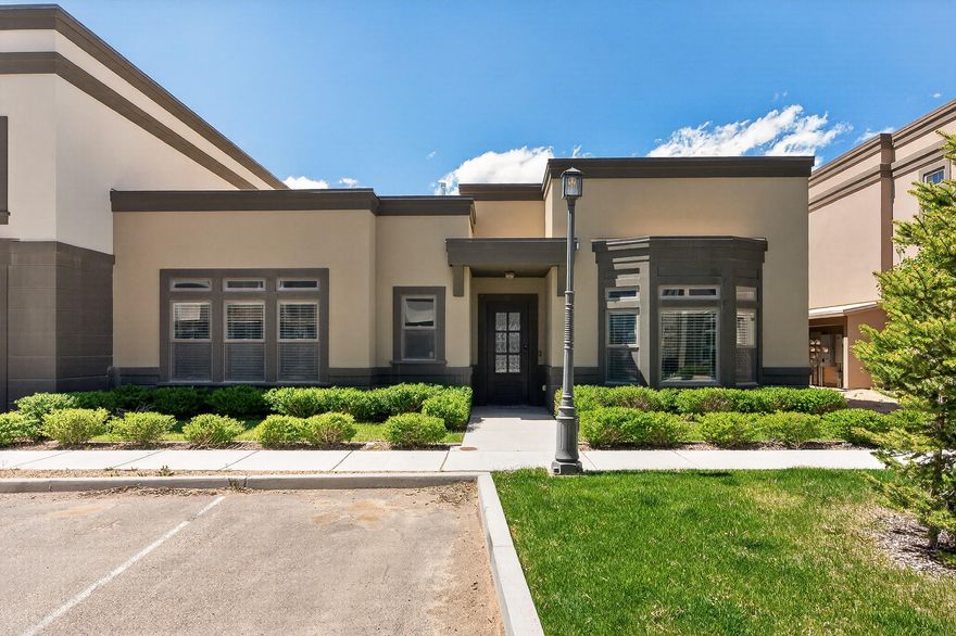 Located in the desirable Blackstone Townhome Subdivision, this well-designed 2-bedroom, 2-bath home offers approximately 1,606 sq ft of comfortable living space with a 2-car garage. Featuring tall ceilings and an open, centrally laid-out floor plan, the home feels bright, spacious, and inviting. The kitchen and living areas flow seamlessly, making it ideal for both everyday living and entertaining. The laundry room includes additional counter and cabinet space, adding convenience and functionality. The primary suite is thoughtfully designed with a double vanity, walk-in closet, and a separate soaking tub and shower for a relaxing retreat. Step outside to a small covered patio located just off the back near the garage, perfect for enjoying Cedar City's beautiful weather. Situated on top of the hill in Cedar City, this home offers a prime location just steps from the Cedar City Aquatic Center, Lake at the Hills, and nearby walking paths, parks, and recreational areas--providing easy access to both relaxation and outdoor activities.