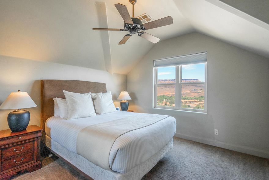 Spacious 5-Bedroom, 5 bathroom St. George Condominium - Zoned for Nightly Rental- Fully furnished.
This beautifully appointed 5-bedroom, 5-bathroom condominium offers the perfect combination of comfort, privacy, and opportunity. Each bedroom has access to its own bathroom, making it ideal for multiple couples, families, or groups to stay together while still enjoying personal space. The master suite is especially spacious, featuring a large, connected master bathroom.
Located on the second floor, this home offers sweeping views of St. George and the striking red cliffs of Snow Canyon. A private deck provides the perfect place for grilling, gathering, or simply soaking in the scenery. Spacious 5-Bedroom, 5 bathroom St. George Condominium - Zoned for Nightly Rental- Fully furnished.
This beautifully appointed 5-bedroom, 5-bathroom condominium offers the perfect combination of comfort, privacy, and opportunity. Each bedroom has access to its own bathroom, making it ideal for multiple couples, families, or groups to stay together while still enjoying personal space. The master suite is especially spacious, featuring a large, connected master bathroom.
Located on the second floor, this home offers sweeping views of St. George and the striking red cliffs of Snow Canyon. A private deck provides the perfect place for grilling, gathering, or simply soaking in the scenery. Inside, you'll find two generous living spaces: an upstairs area ideal for youth or guests, and a large main family room designed for entertaining and relaxing.
This property is being sold FULLY FURNISHED with beautiful furniture, a large-screen TV, a new washer and dryer, and moremaking it truly move-in ready. Community amenities include a pool and hot tub for year-round enjoyment.
The location is unbeatable, just blocks from the Bear Claw Poppy Trail and Gap Trailhead, with direct access to the popular Red Bluff trail network that connects to the Bloomington trail system. Whether you love hiking, climbing, or mountain biking, adventure is right outside your door.
One of the greatest advantages of this condominium is its rare zoning for nightly rentals, offering an excellent opportunity for rental income in addition to being a beautiful vacation getaway or permanent residence