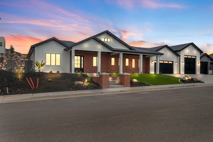 NEW LUXURY CUSTOM HOME, in the very convenient Grand Heights neighborhood w/ BEST VIEWS & close to shopping, restaurants & downtown St George. Enjoy off road adventures to PINE VALLEY Mountain, with immediate access from this gorgeous property. This home boasts 3 bedrooms, with separate office, 2.5 bathrooms & many upgrades. It has 10' ceilings throughout home & coffered ceilings in multiple rooms, to give it a more open feel. There is ample covered patio in backyard with options to create your own private oasis. The oversized 4 car garage with an extra deep RV Garage is sure to please everyone, including an outlet for the electric car. The beautiful kitchen area is spacious, with plenty of room for entertaining & the laundry/mud room is huge.  Come see this one anytime, its easy to show.