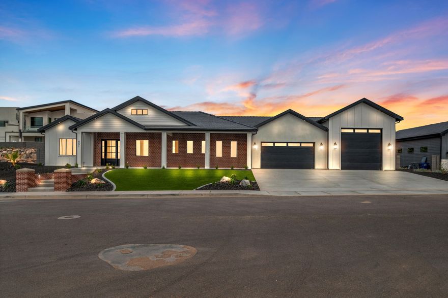 NEW LUXURY CUSTOM HOME, in the very convenient Grand Heights neighborhood w/ BEST VIEWS & close to shopping, restaurants & downtown St George. Enjoy off road adventures to PINE VALLEY Mountain, with immediate access from this gorgeous property. This home boasts 3 bedrooms, with separate office, 2.5 bathrooms & many upgrades. It has 10' ceilings throughout home & coffered ceilings in multiple rooms, to give it a more open feel. There is ample covered patio in backyard with options to create your own private oasis. The oversized 4 car garage with an extra deep RV Garage is sure to please everyone, including an outlet for the electric car. The beautiful kitchen area is spacious, with plenty of room for entertaining & the laundry/mud room is huge.  Come see this one anytime, its easy to show.