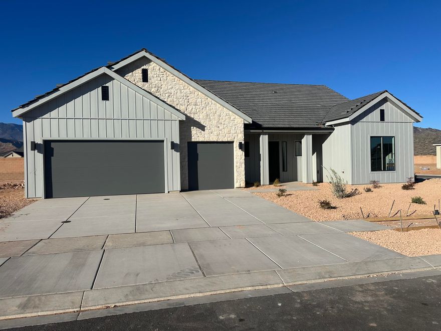 New SunRiver Community in Toquerville just off new Bypass road. No HOA for 2 years after closing for Founders Club (first 74 buyers) ask about no mortgage payments with $426,900 down! Home completed 1/15/2026. Home has been upgraded with the finishes our team knows you like. Home is framed and available to walk. See attached color board and floor plan.