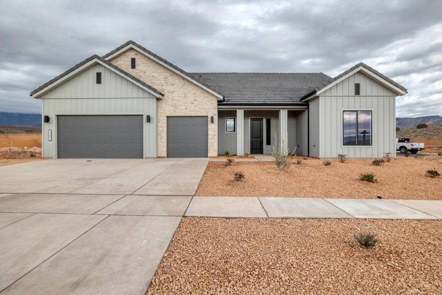 New SunRiver Community in Toquerville just off new Bypass road. No HOA for 2 years after closing for Founders Club (first 74 buyers) ask about no mortgage payments with $426,900 down! Home completed 1/15/2026. Home has been upgraded with the finishes our team knows you like. Home is framed and available to walk. See attached color board and floor plan.
