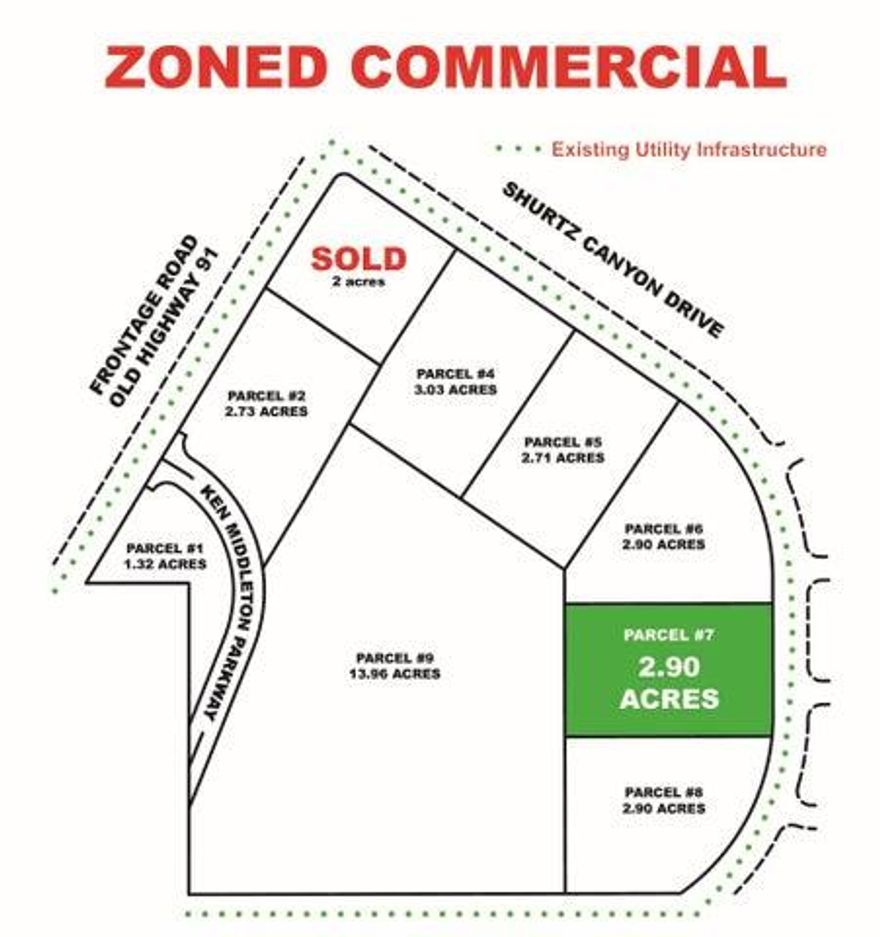 Are you looking for the perfect location to launch your business? Look no further! This 2.9 acres commercial property offers a prime location with utility infrastructure in place, making it the ideal property for your next big venture. Located on Ceder Cities South Interchange, off of Hwy 91 and Shurtz Canyon Dr.

DO NOT CONTACT SELLER DIRECTLY! CALL LISTING OFFICE!