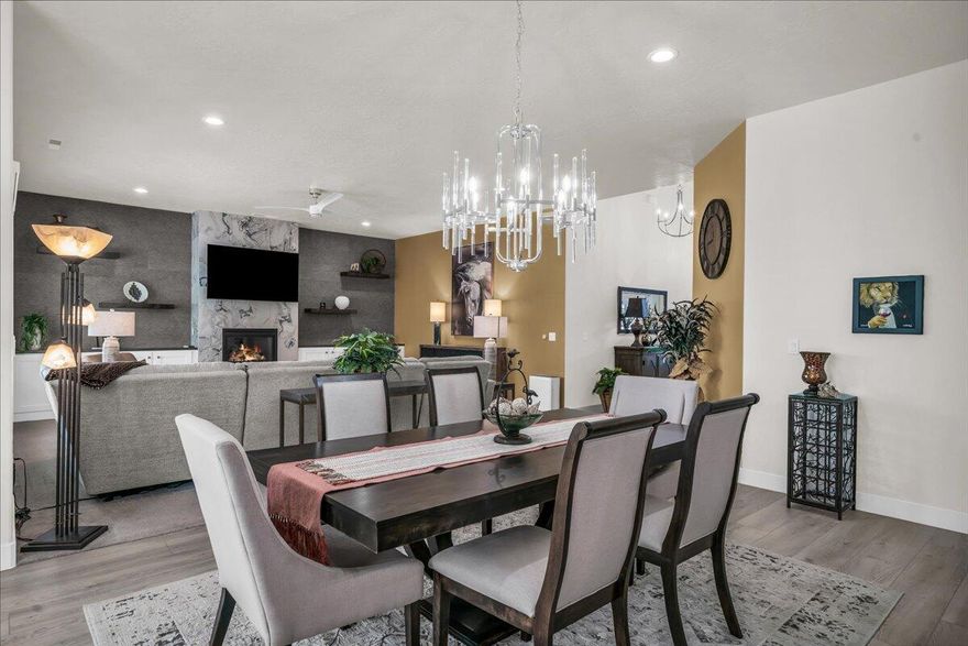 Stunning Single-Level Home in Desirable Shooting Star Estates! Beautifully designed floor plan offers both comfort and functionality. Bright and spacious great room features abundant natural light and a fireplace with floor-to-ceiling Italian porcelain surround. Gourmet kitchen includes stainless steel appliances, walk-in pantry, and high-end solid surface and tile finishes. Private primary suite with spa-like bath, dual vanities, soaking tub, and tile shower.
Additional features include two guest bedrooms, a tech office (optional 4th bedroom), mudroom, laundry room with new Samsung washer/dryer, and a fully insulated, climate-controlled 3-car garage with epoxy flooring. Interior upgrades include custom cabinetry, tall ceilings, designer lighting, SPC flooring, tinted and shuttered windows, and owned water softener.
Resort-style backyard with extended covered patio and space for a pool. Low-maintenance landscaping with artificial turf, mature evergreens, and gated RV/boat parking. Bonus: 17' x 12' insulated shed with 120V A/C power. Community amenities: parks, playgrounds, walking/biking paths, and pickle ball courts. Easy access to hiking, ATV, and motorcycle trails in surrounding hills.