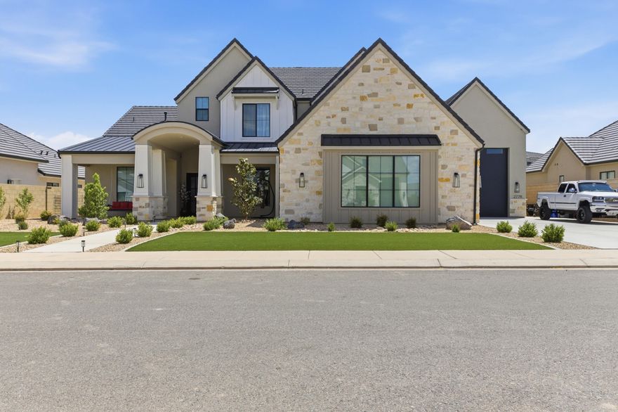 This Stunning 5200 square foot home in the Arbors blends modern luxury design with beautifully crafted living space. It has everything you can think of. Large Gourmet Kitchen with a 61 x 11.5 Quartz Counter, even has cabinets under barstool  area. Thermador Double Ovens, Microwave with a Gas Range, Built in Refrigerator, Oversized walk in Butlers Pantry, Perfect for entertaining. Plumbed for Central vac. Can have 3 Washer & Dryers, 2 Laundry rooms. Large walk in Closets, Custom remote blinds, Fabulous Mud room with Custom lockers Built in, Electric fireplace, Doggie door. Bi-fold panel doors to Paradise looking Pool and Hot tub. Turf in the front and back yard. Double Iron  Front Doors, RV Garage 50 ft x 18  Wired for Security. This is a must see!