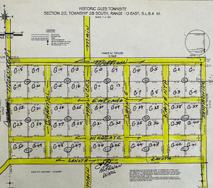 The Fremont river flows nearby and around the townsite. Walking trail along the river for ATVs and dog walks. Each lot has water piped to its corner from an Artesian flowing deep water sourced Natural flowing well 770' deep. 
Town lots are located in the Blue valley area a desert setting very isolated, remote, quiet with dark sky nites for Spectacular viewing 365 days per year
Owner financing with only 10% down , 10 year terms at 5% interest...Great Investment into your forever Ownership of a piece of the Old Wild Wild West which Butch Cassidy n Sundance Kid personally visited and Bartered with the early 1880s settlers.
Come for a look n see for yourself, camp FREE ...Buyer to verify all information.