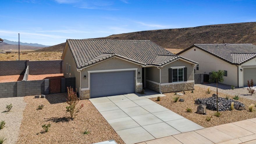 NEW Construction! Builder offering rates as low as 3.99%! Find your dream home at Cordero! Nestled between Copper Rock and Southern Shores, this exciting Hurricane community offers impressive desert and mountain scenery, with ample outdoor recreation opportunities at nearby golf courses and Sand Hollow State Park. Right off Southern Parkway, residents will enjoy easy access to the shopping, dining, entertainment and employers. The neighborhood showcases an inspired array of designer-curated homes, each boasting a flexible layout and the in-demand features today's homebuyers are seeking. The home includes a fireplace and covered patio. Buyer to verify all information.
