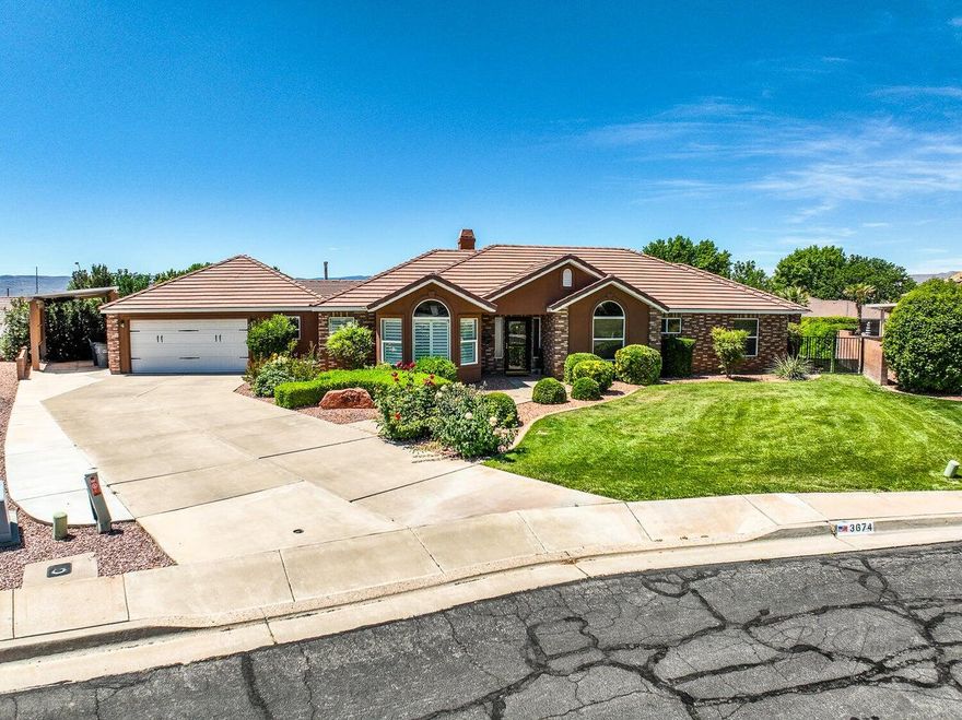 Wonderful single level home with 3 bedroom and 3full baths on .30 acres at quiet end of cul-de-sac.  Garage has epoxy floor, storage closets and full bath for the in ground pool.  Large covered RV parking.  Relax under the 2 covered patios beside the pool.  Shown by appointment.