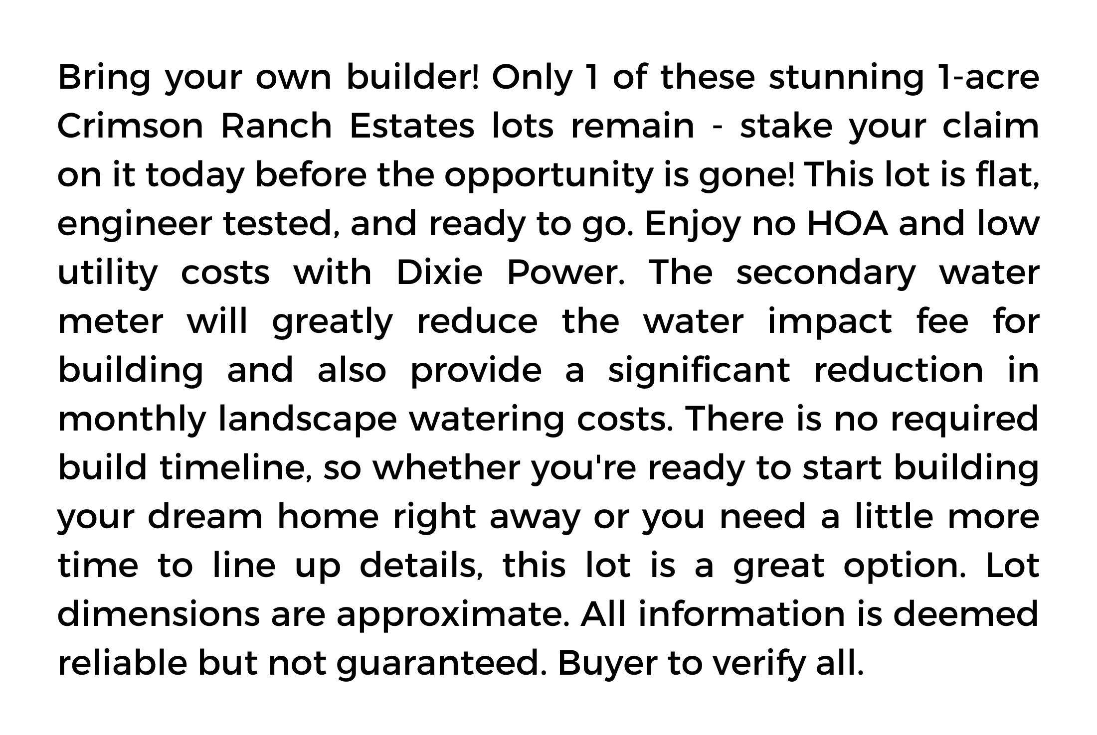 CRIMSON RANCH ESTATES - Land