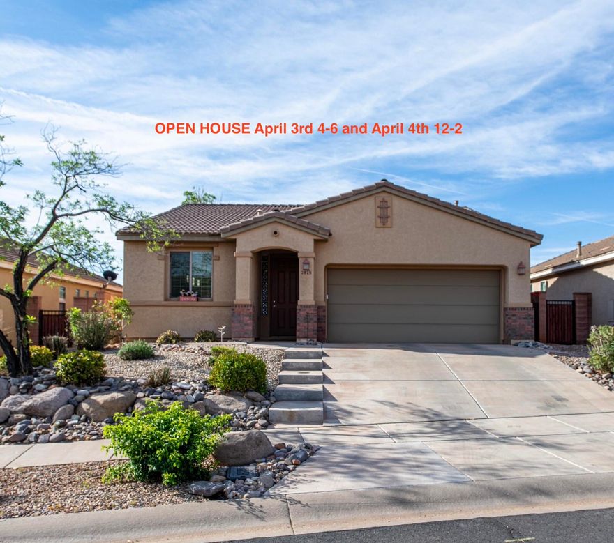 Welcome to this beautifully maintained single level home in the highly sought-after Coral Canyon community. This property offers the perfect blend of comfort, functionality, and access to Southern Utah's stunning outdoor lifestyle.
This well-cared-for home features a practical open floor plan, including a versatile third bedroom that can easily serve as a home office or den. Inside, you'll find beautiful LVP wood flooring and a spacious walk-in closet in the primary suite. The home is also pre-plumbed for a water softener, adding extra convenience. The kitchen and living areas flow seamlessly, creating an inviting space ideal for both relaxing and entertaining.
Step outside to a secluded backyard retreat, complete with a covered patio--perfect for enjoying quiet mornings or evening gatherings.
Located in a community celebrated for its nearby trails, biking, and hiking opportunities, residents also enjoy access to Coral Canyon amenities including a clubhouse, indoor and outdoor swimming pools, hot tub, fitness center, pickleball courts, monthly activities, and a local park--all within easy walking distance from the home. This property offers easy, low-maintenance living in one of the region's most desirable neighborhoods.