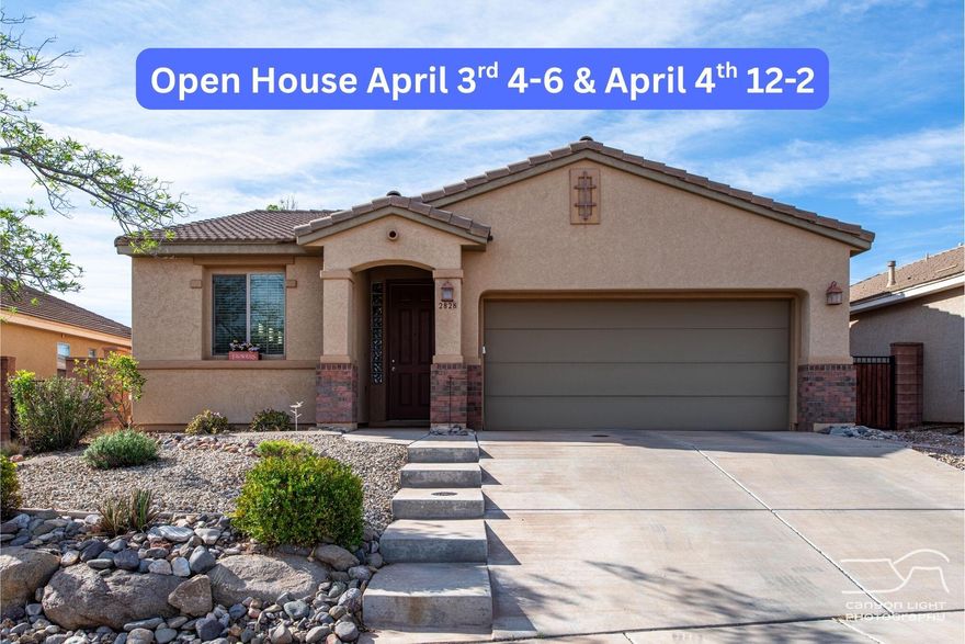 Welcome to this beautifully maintained single level home in the highly sought-after Coral Canyon community. This property offers the perfect blend of comfort, functionality, and access to Southern Utah's stunning outdoor lifestyle.
This well-cared-for home features a practical open floor plan, including a versatile third bedroom that can easily serve as a home office or den. Inside, you'll find beautiful LVP wood flooring and a spacious walk-in closet in the primary suite. The home is also pre-plumbed for a water softener, adding extra convenience. The kitchen and living areas flow seamlessly, creating an inviting space ideal for both relaxing and entertaining.
Step outside to a secluded backyard retreat, complete with a covered patio--perfect for enjoying quiet mornings or evening gatherings.
Located in a community celebrated for its nearby trails, biking, and hiking opportunities, residents also enjoy access to Coral Canyon amenities including a clubhouse, indoor and outdoor swimming pools, hot tub, fitness center, pickleball courts, monthly activities, and a local park--all within easy walking distance from the home. This property offers easy, low-maintenance living in one of the region's most desirable neighborhoods.