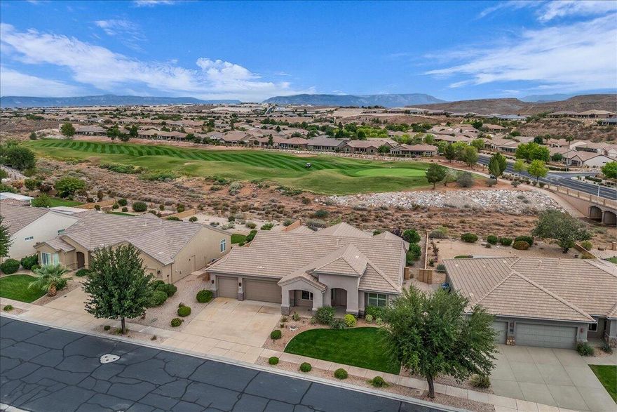 Located on Sun River Golf Course!! This home offers a prime setting with beautiful views right from the living room. The spacious floor plan features 3 bedrooms, 2.5 baths plus a den along with a 3 car garage. The living room includes a fireplace and a wall of sliding glass doors that open to the backyard creating indoor/outdoor living and framing the golf course views. The kitchen is well designed with granite countertops, gas range and abundant of cabinetry. Additional features include tile floors, plantation shutters and 10 ft ceilings. The backyard is perfect for relaxing or entertaining with an extended patio, low maintenance landscaping and full fencing for privacy. Come enjoy living in the 55+ community of Sun River with resort style amenities that include clubhouse, indoor/outdoor pools, fitness center, library, ballroom and pickleball courts.